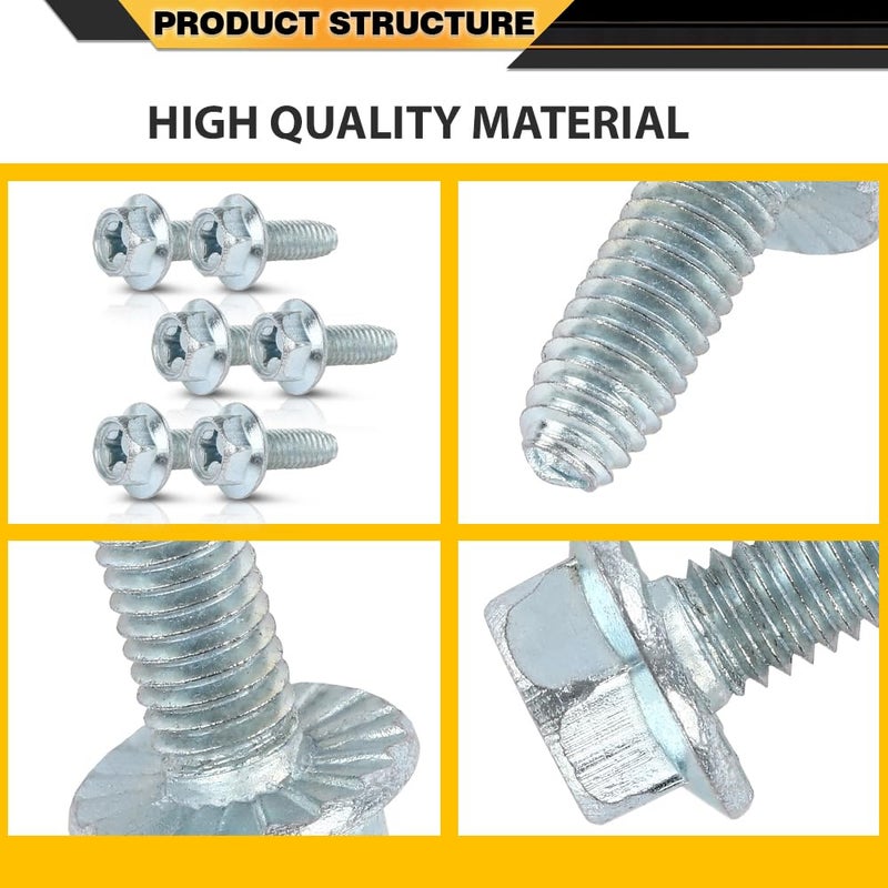 cnnell License Plate Screws for American Cars #14x 3/4" (#1620), Hex/Phillips/Flat 100Pcs - Image 4
